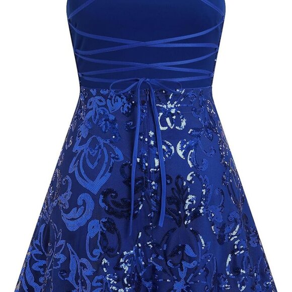 Short Prom Sequin Dress for Women in Royal Blue - Picture 7 of 9